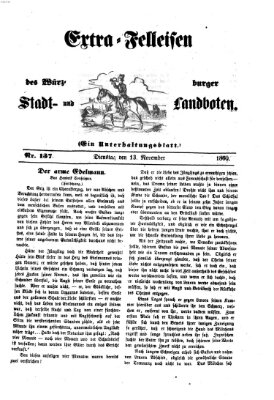 Extra-Felleisen (Würzburger Stadt- und Landbote) Dienstag 13. November 1860