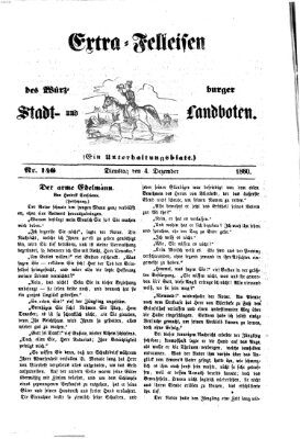 Extra-Felleisen (Würzburger Stadt- und Landbote) Dienstag 4. Dezember 1860