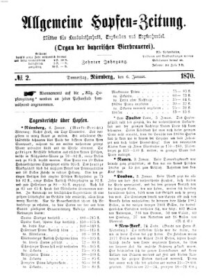 Allgemeine Hopfen-Zeitung Donnerstag 6. Januar 1870