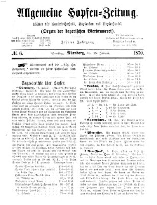 Allgemeine Hopfen-Zeitung Samstag 15. Januar 1870