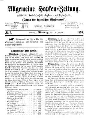 Allgemeine Hopfen-Zeitung Dienstag 18. Januar 1870