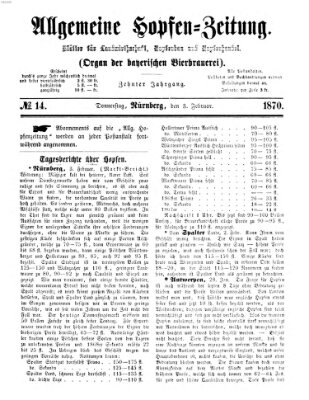 Allgemeine Hopfen-Zeitung Donnerstag 3. Februar 1870