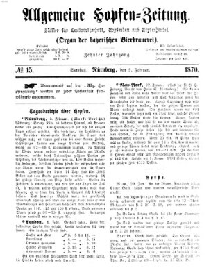 Allgemeine Hopfen-Zeitung Samstag 5. Februar 1870