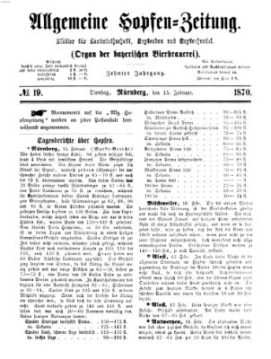 Allgemeine Hopfen-Zeitung Dienstag 15. Februar 1870