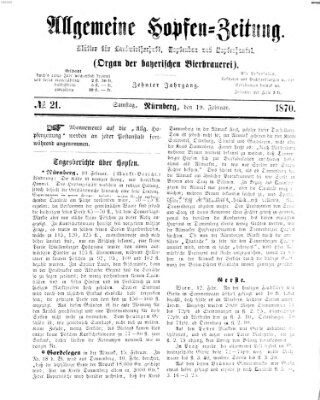 Allgemeine Hopfen-Zeitung Samstag 19. Februar 1870