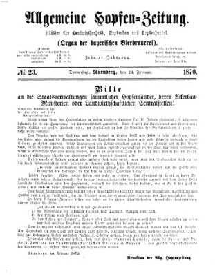 Allgemeine Hopfen-Zeitung Donnerstag 24. Februar 1870