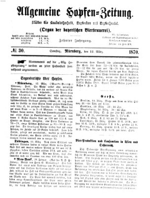 Allgemeine Hopfen-Zeitung Samstag 12. März 1870