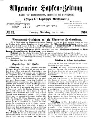 Allgemeine Hopfen-Zeitung Donnerstag 17. März 1870