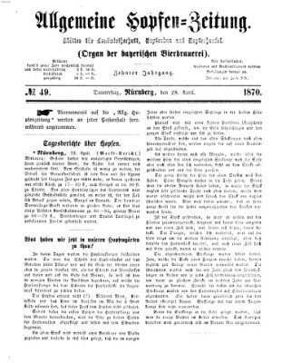 Allgemeine Hopfen-Zeitung Donnerstag 28. April 1870