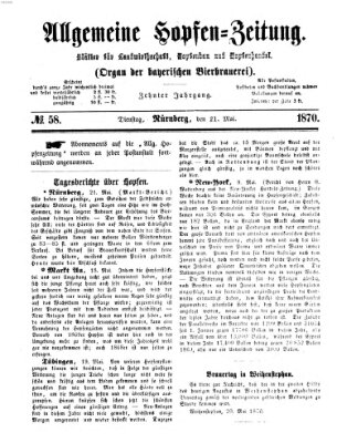 Allgemeine Hopfen-Zeitung Samstag 21. Mai 1870