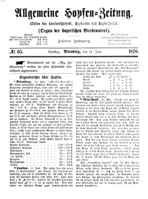 Allgemeine Hopfen-Zeitung Samstag 11. Juni 1870