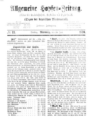 Allgemeine Hopfen-Zeitung Dienstag 28. Juni 1870