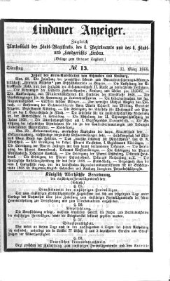 Lindauer Anzeiger (Lindauer Tagblatt für Stadt und Land) Dienstag 31. März 1868