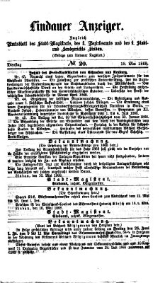 Lindauer Anzeiger (Lindauer Tagblatt für Stadt und Land) Dienstag 19. Mai 1868