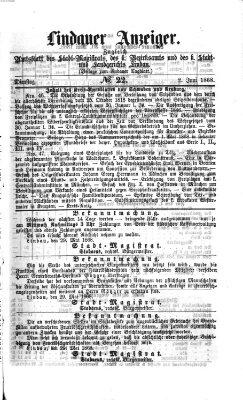 Lindauer Anzeiger (Lindauer Tagblatt für Stadt und Land) Dienstag 2. Juni 1868