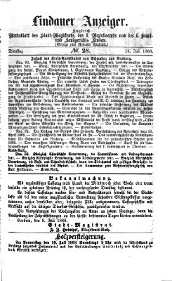 Lindauer Anzeiger (Lindauer Tagblatt für Stadt und Land) Dienstag 14. Juli 1868