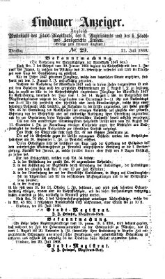 Lindauer Anzeiger (Lindauer Tagblatt für Stadt und Land) Dienstag 21. Juli 1868