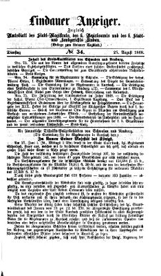 Lindauer Anzeiger (Lindauer Tagblatt für Stadt und Land) Dienstag 25. August 1868