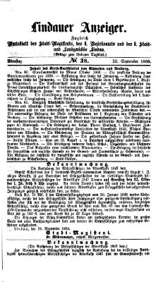 Lindauer Anzeiger (Lindauer Tagblatt für Stadt und Land) Dienstag 22. September 1868