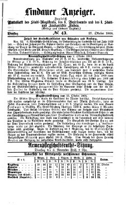 Lindauer Anzeiger (Lindauer Tagblatt für Stadt und Land) Dienstag 27. Oktober 1868