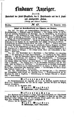 Lindauer Anzeiger (Lindauer Tagblatt für Stadt und Land) Dienstag 24. November 1868