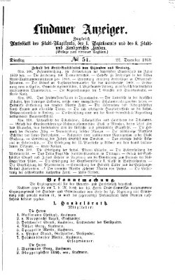 Lindauer Anzeiger (Lindauer Tagblatt für Stadt und Land) Dienstag 22. Dezember 1868