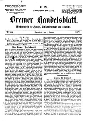 Bremer Handelsblatt Samstag 1. Januar 1870