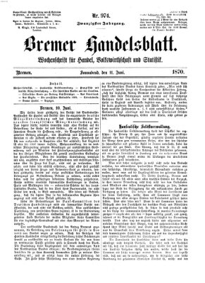 Bremer Handelsblatt Samstag 11. Juni 1870