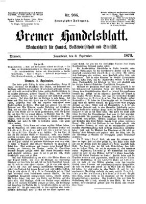 Bremer Handelsblatt Samstag 3. September 1870