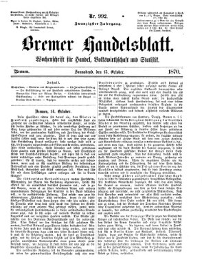 Bremer Handelsblatt Samstag 15. Oktober 1870