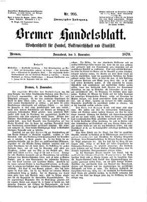 Bremer Handelsblatt Samstag 5. November 1870