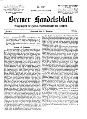 Bremer Handelsblatt Samstag 19. November 1870