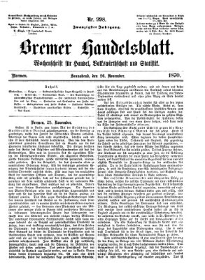 Bremer Handelsblatt Samstag 26. November 1870