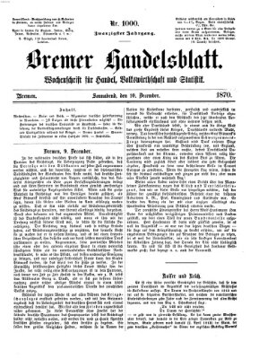 Bremer Handelsblatt Samstag 10. Dezember 1870