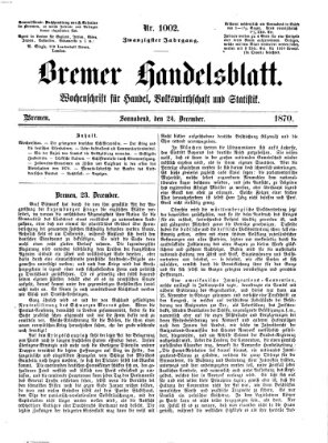 Bremer Handelsblatt Samstag 24. Dezember 1870