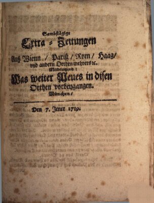 Mercurii Relation, oder wochentliche Ordinari Zeitungen von underschidlichen Orthen (Süddeutsche Presse) Samstag 7. Januar 1719