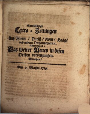 Mercurii Relation, oder wochentliche Ordinari Zeitungen von underschidlichen Orthen (Süddeutsche Presse) Samstag 25. März 1719