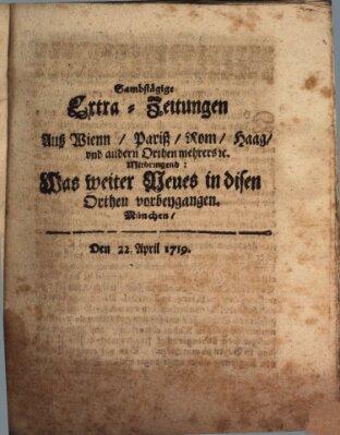 Mercurii Relation, oder wochentliche Ordinari Zeitungen von underschidlichen Orthen (Süddeutsche Presse) Samstag 22. April 1719