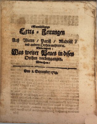 Mercurii Relation, oder wochentliche Ordinari Zeitungen von underschidlichen Orthen (Süddeutsche Presse) Samstag 2. September 1719