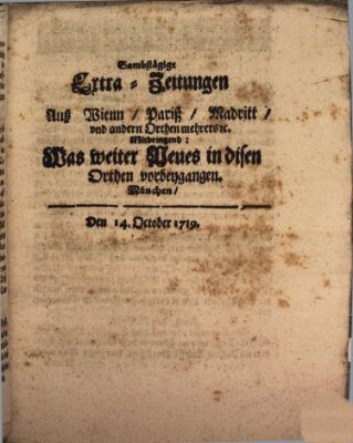 Mercurii Relation, oder wochentliche Ordinari Zeitungen von underschidlichen Orthen (Süddeutsche Presse) Samstag 14. Oktober 1719