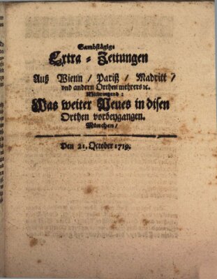 Mercurii Relation, oder wochentliche Ordinari Zeitungen von underschidlichen Orthen (Süddeutsche Presse) Samstag 21. Oktober 1719