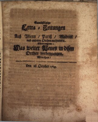 Mercurii Relation, oder wochentliche Ordinari Zeitungen von underschidlichen Orthen (Süddeutsche Presse) Samstag 28. Oktober 1719