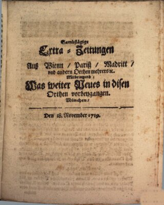 Mercurii Relation, oder wochentliche Ordinari Zeitungen von underschidlichen Orthen (Süddeutsche Presse) Samstag 18. November 1719