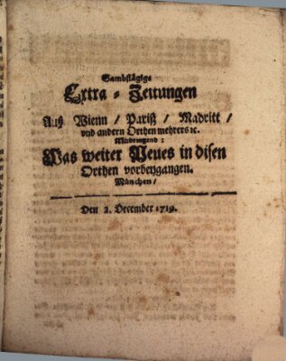 Mercurii Relation, oder wochentliche Ordinari Zeitungen von underschidlichen Orthen (Süddeutsche Presse) Samstag 2. Dezember 1719