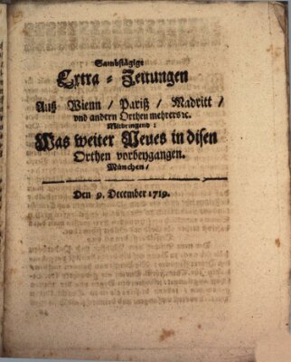 Mercurii Relation, oder wochentliche Ordinari Zeitungen von underschidlichen Orthen (Süddeutsche Presse) Saturday 9. December 1719