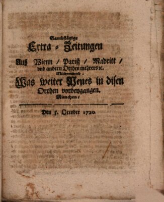 Mercurii Relation, oder wochentliche Ordinari Zeitungen von underschidlichen Orthen (Süddeutsche Presse) Samstag 5. Oktober 1720