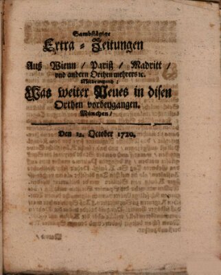 Mercurii Relation, oder wochentliche Ordinari Zeitungen von underschidlichen Orthen (Süddeutsche Presse) Samstag 12. Oktober 1720