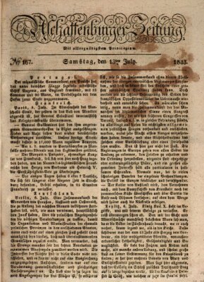 Aschaffenburger Zeitung Samstag 13. Juli 1833