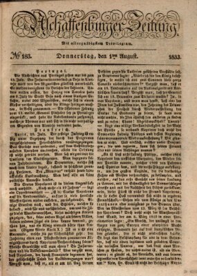 Aschaffenburger Zeitung Donnerstag 1. August 1833