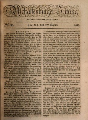 Aschaffenburger Zeitung Freitag 9. August 1833